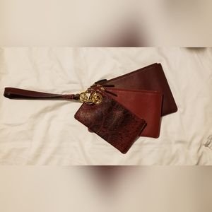 Michael Kors Burgundy leather wristlet